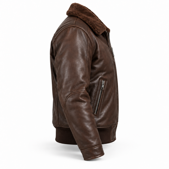 Ranger Espresso Brown Men's Aviator Leather Jacket | Blackstone Jackets