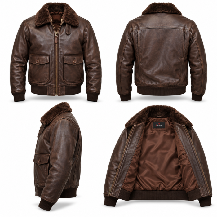 Ranger Espresso Brown Men's G-1 Flight Leather Jacket | Blackstone Jackets