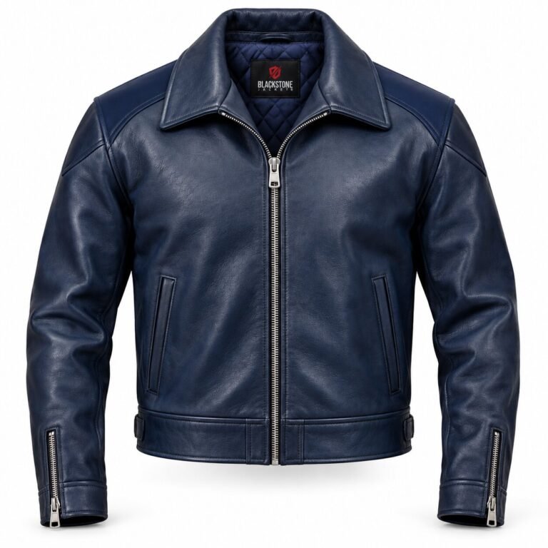 Zephyr Navy Women's Leather Modern Cropped Aviator | Blackstone Jackets