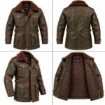 Warden Dark Olive Brown Men's Leather Utility Flight Coat | Blackstone Jackets - Image 6