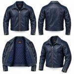 Zephyr Navy Women's Leather Modern Cropped Aviator | Blackstone Jackets