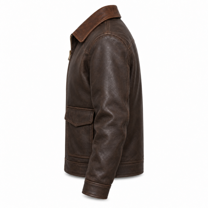 Altair Dark Brown Men's Leather Relaxed Aviator Bomber | Blackstone Jackets
