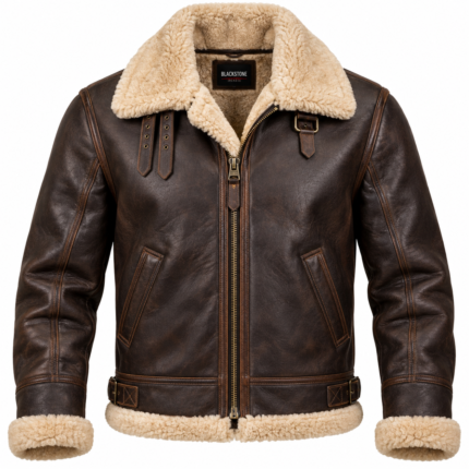 Kodiak Dark Brown / Cream Men's Leather Cold-Weather Aviator | Blackstone Jackets