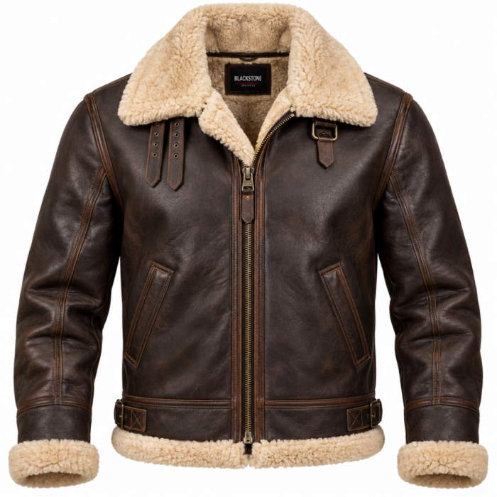 Kodiak Dark Brown / Cream Men's Leather Cold-Weather Aviator | Blackstone Jackets
