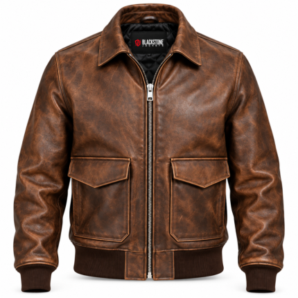 Mercury Distressed Brown Men's Aviator Leather Jacket | Blackstone Jackets