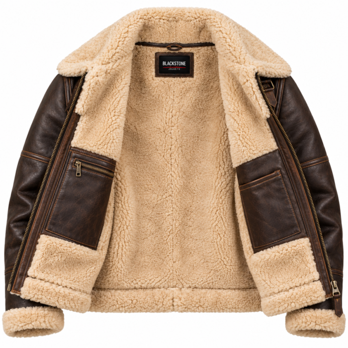 Kodiak Dark Brown / Cream Men's Leather Cold-Weather Aviator | Blackstone Jackets