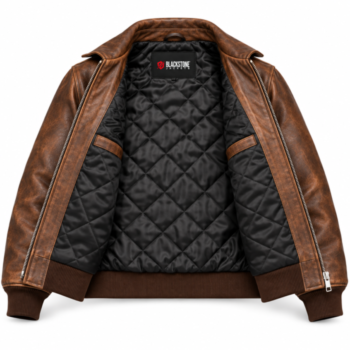 Mercury Distressed Brown Men's Aviator Leather Jacket | Blackstone Jackets