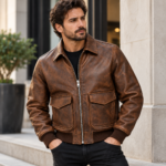 Mercury Distressed Brown Men's Aviator Leather Jacket | Blackstone Jackets