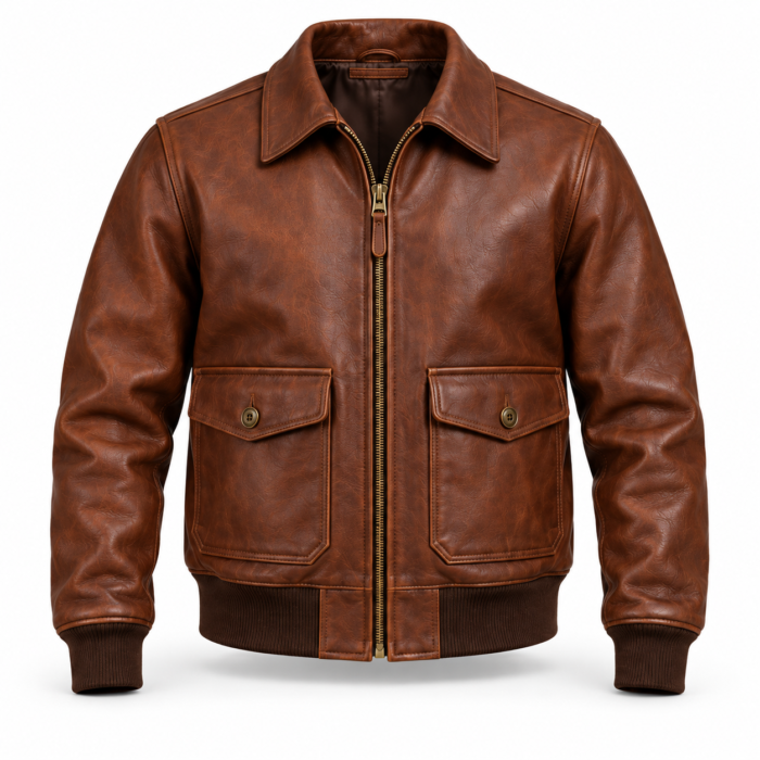 Aero Russet Brown Men's A-2 Flight Leather Jacket | Blackstone Jackets