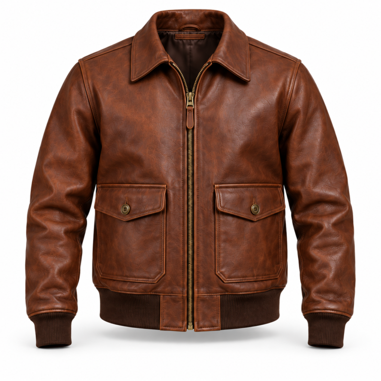 Aero Russet Brown Men's A-2 Flight Leather Jacket | Blackstone Jackets