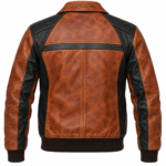 Maverick Cognac / Black Men's Leather Panelled Flight Jacket | Blackstone Jackets