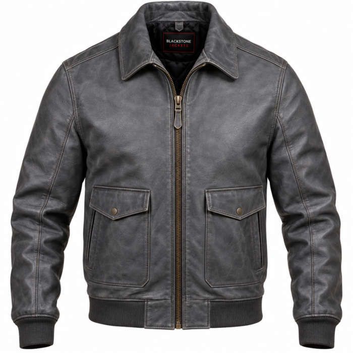 22.1mercury-slate-grey-men-s-leather-minimal-aviator-jacket-front (1) Mercury Slate Grey Men's Leather Minimal Aviator Jacket | Blackstone Jackets