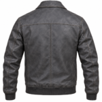 Mercury Slate Grey Men's Leather Minimal Aviator Jacket | Blackstone Jackets