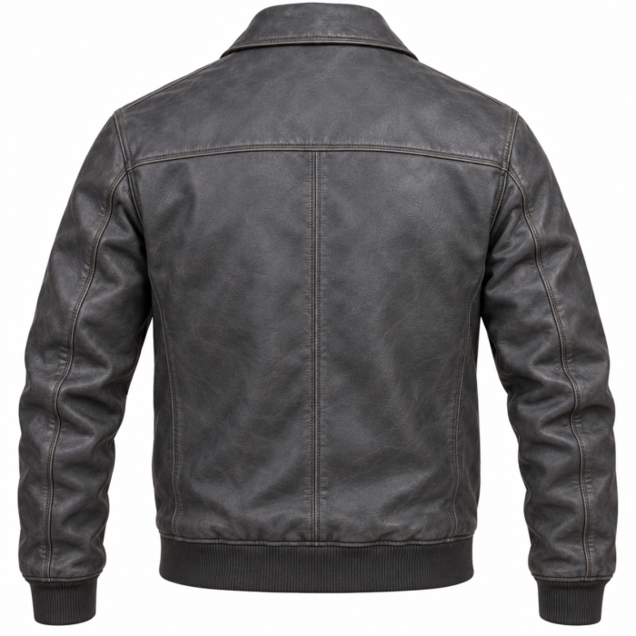 Mercury Slate Grey Men's Leather Minimal Aviator Jacket | Blackstone Jackets