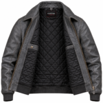 Mercury Slate Grey Men's Leather Minimal Aviator Jacket | Blackstone Jackets