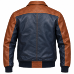 Orion Navy / Cognac Men's Leather Two-Tone Flight Bomber | Blackstone Jackets