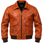 Phoenix Burnt Orange Men's Leather Retro Aviator Bomber | Blackstone Jackets