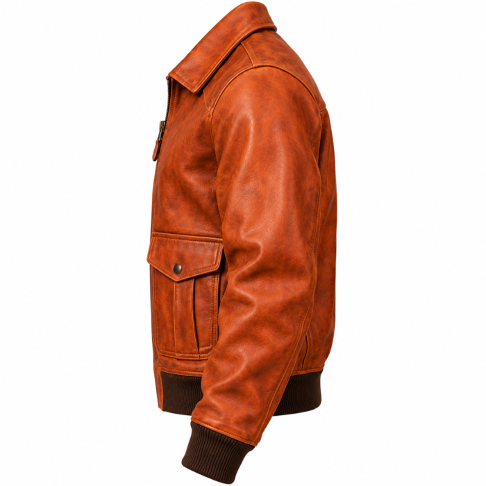 Phoenix Burnt Orange Men's Leather Retro Aviator Bomber | Blackstone Jackets