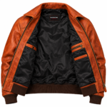 Phoenix Burnt Orange Men's Leather Retro Aviator Bomber | Blackstone Jackets