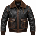 Ranger Black / Brown Men's Leather Rugged Flight Jacket | Blackstone Jackets