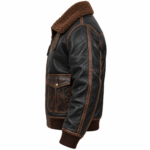 Ranger Black / Brown Men's Leather Rugged Flight Jacket | Blackstone Jackets