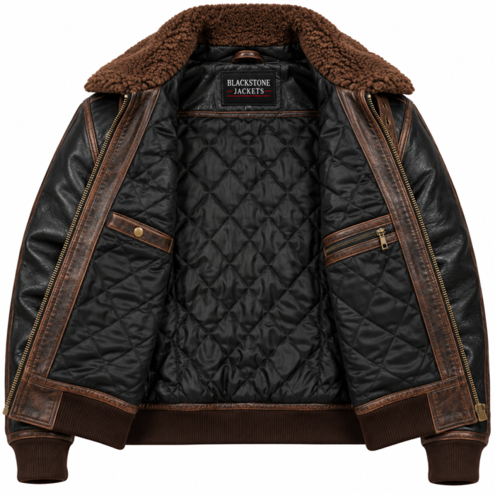 Ranger Black / Brown Men's Leather Rugged Flight Jacket | Blackstone Jackets