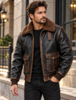Ranger Black / Brown Men's Leather Rugged Flight Jacket | Blackstone Jackets