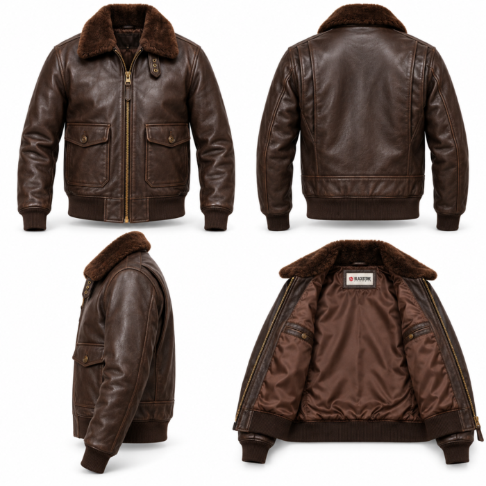 Baron Espresso Brown Men's G-1 Flight Leather Jacket | Blackstone Jackets