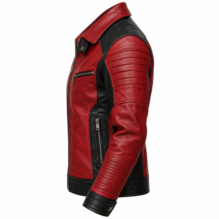 Redline Deep Red / Black Men's Leather Modern Aviator Racer | Blackstone Jackets