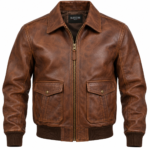 Ridge Tobacco Brown Men's Leather Classic Flight Blouson | Blackstone Jackets
