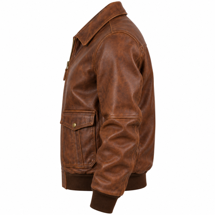 Ridge Tobacco Brown Men's Leather Classic Flight Blouson | Blackstone Jackets
