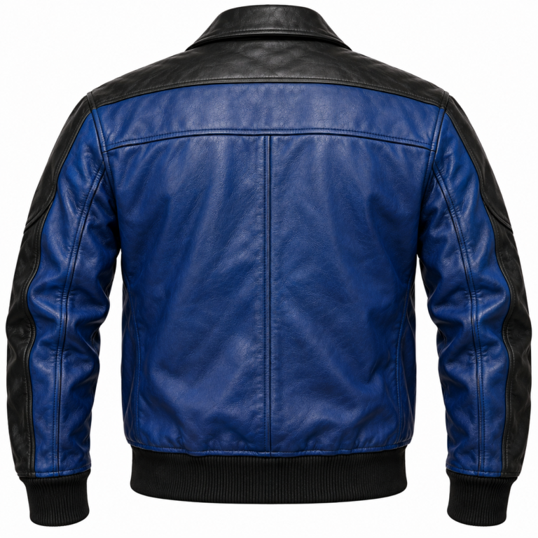 Skyline Royal Blue / Black Men's Leather Contemporary Aviator Bomber | Blackstone Jackets