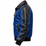 Skyline Royal Blue / Black Men's Leather Contemporary Aviator Bomber | Blackstone Jackets