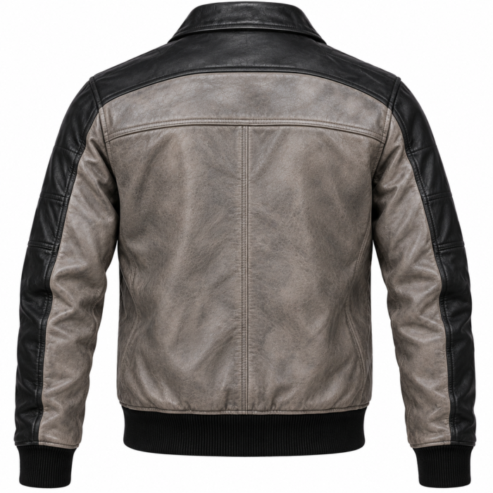 Stratus Stone Grey / Black Men's Leather Relaxed Flight Jacket | Blackstone Jackets