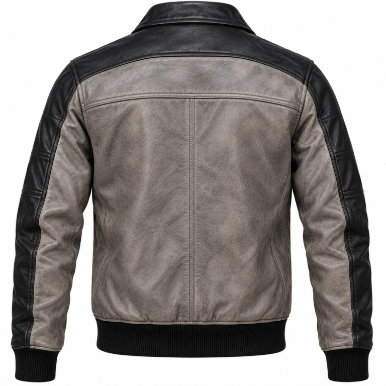 Stratus Stone Grey / Black Men's Leather Relaxed Flight Jacket | Blackstone Jackets