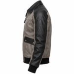 Stratus Stone Grey / Black Men's Leather Relaxed Flight Jacket | Blackstone Jackets