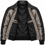 Stratus Stone Grey / Black Men's Leather Relaxed Flight Jacket | Blackstone Jackets