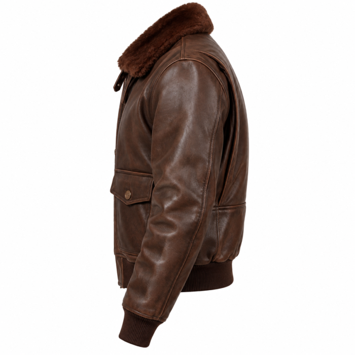 Baron Espresso Brown Men's G-1 Flight Leather Jacket | Blackstone Jackets