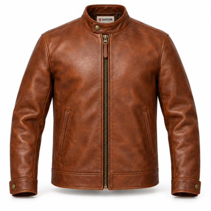 Nomad Cognac Brown Men's Aviator Leather Jacket | Blackstone Jackets
