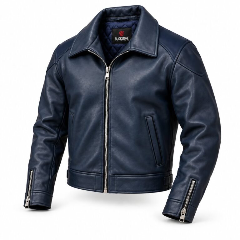 Zephyr Navy Women's Leather Modern Cropped Aviator | Blackstone Jackets