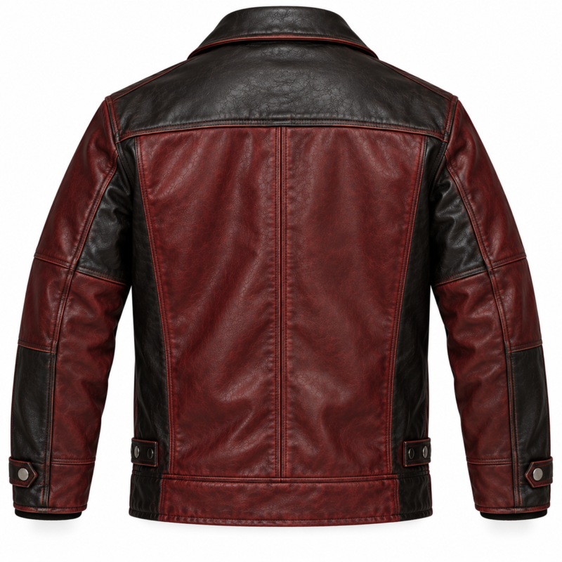 Archer Burgundy / Black Men's Leather Longer Flight Jacket | Blackstone Jackets
