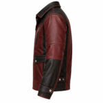 Archer Burgundy / Black Men's Leather Longer Flight Jacket | Blackstone Jackets