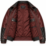 Archer Burgundy / Black Men's Leather Longer Flight Jacket | Blackstone Jackets
