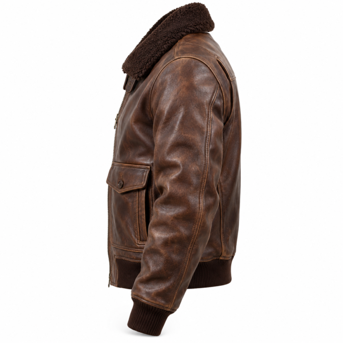 Captain Distressed Seal Brown Men's G-1 Flight Leather Jacket | Blackstone Jackets