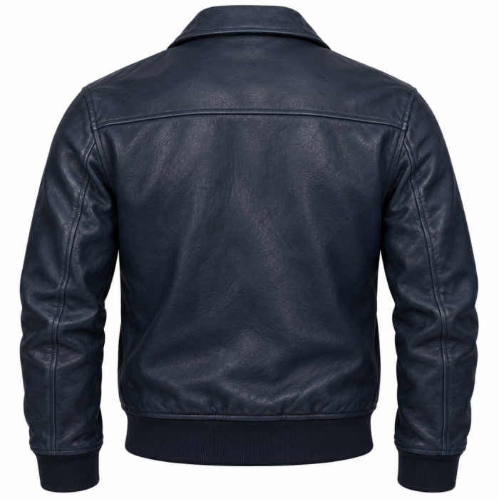 Atlas Navy Men's Leather Minimal Flight Bomber | Blackstone Jackets