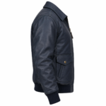 Atlas Navy Men's Leather Minimal Flight Bomber | Blackstone Jackets