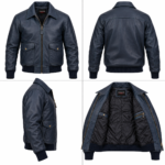 Atlas Navy Men's Leather Minimal Flight Bomber | Blackstone Jackets