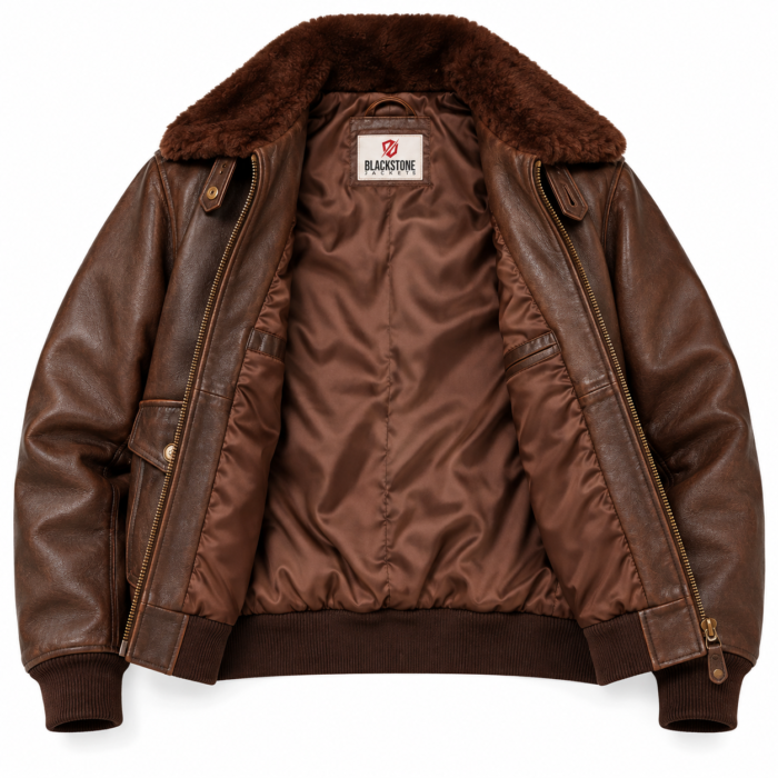Baron Espresso Brown Men's G-1 Flight Leather Jacket | Blackstone Jackets