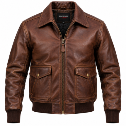 Barron Cognac Men's Leather Vintage A-2 Inspired Jacket | Blackstone Jackets