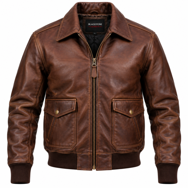 Barron Cognac Men's Leather Vintage A-2 Inspired Jacket | Blackstone Jackets